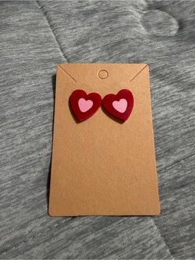 Red & Pink Heart Stud Earrings - Women Accessories